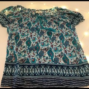 Grand&Greene teal paisley flowy blouse